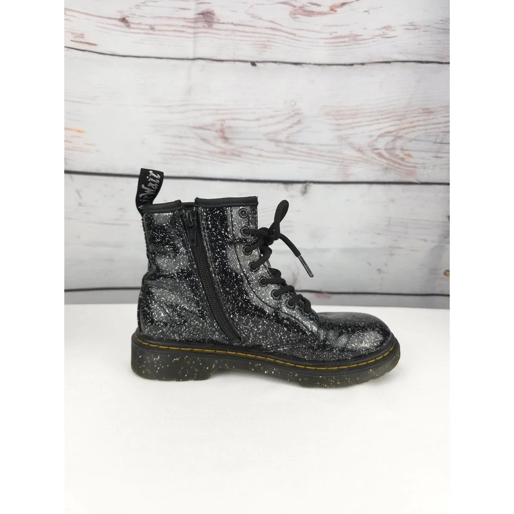 Kids Children's‎ Dr Martens Boots Cosmic Glitter Combat Lace Up Zip Youth Size 3